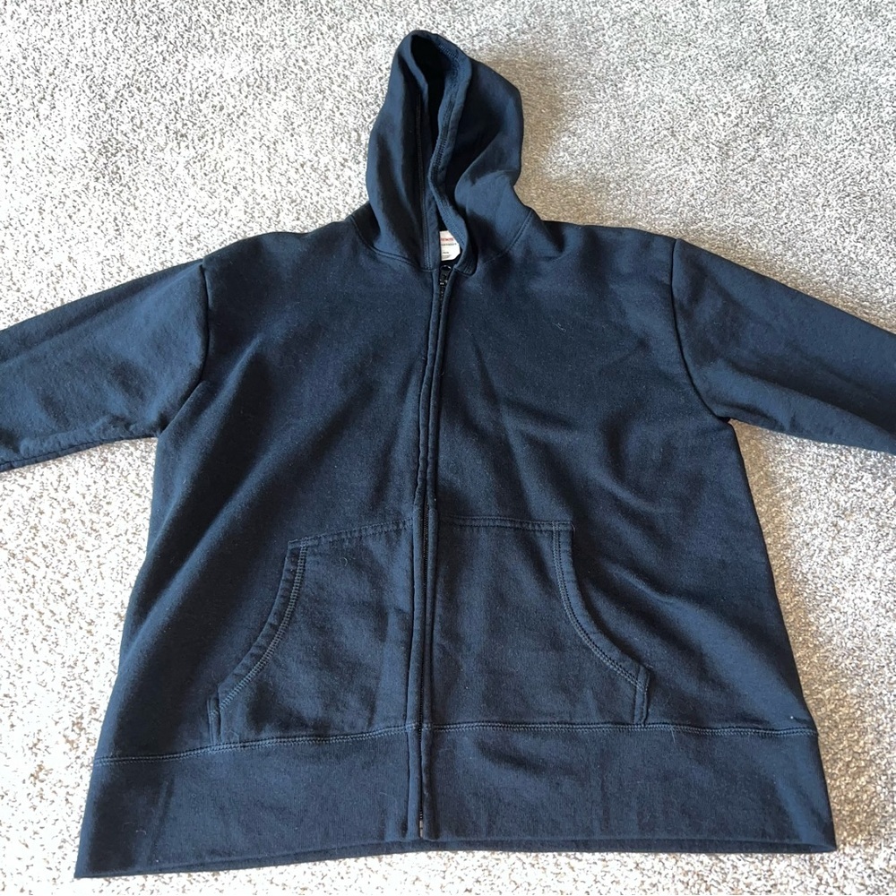 Hanes - Black Zip Up Hoodie - Large